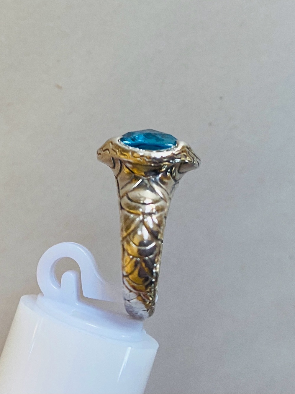 John Hardy Blue Topaz Cushion Gemstone Ring in Sterling Silver - Picture 2 of 11